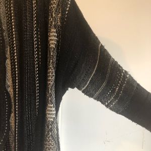 Long Black and White Knitted Sweater Cardigan